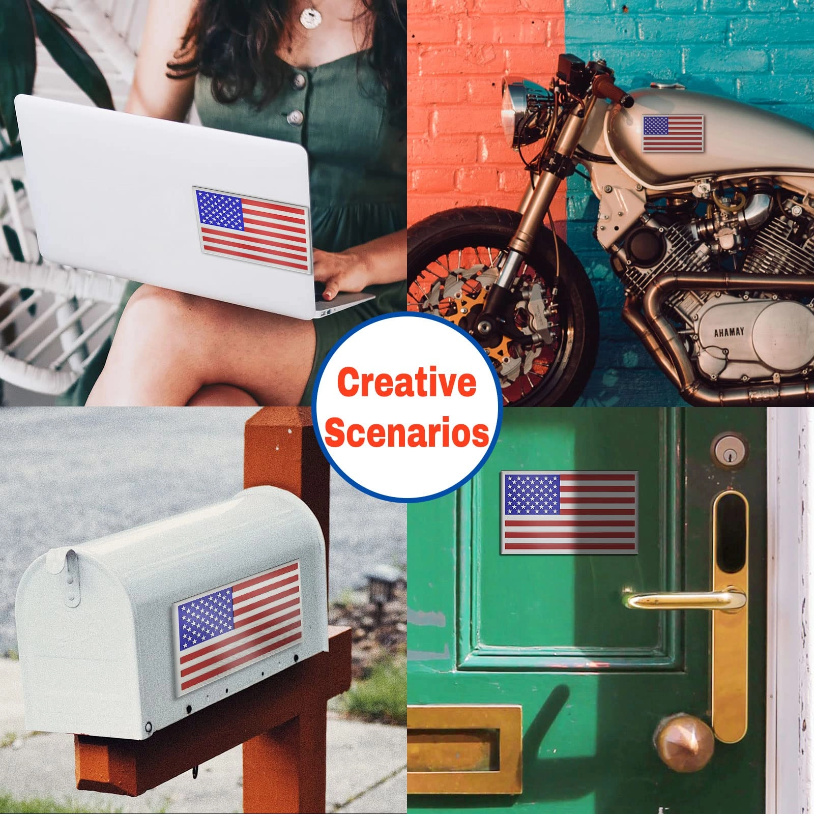 Embossed 3D Metal American Flag - 3 pcs