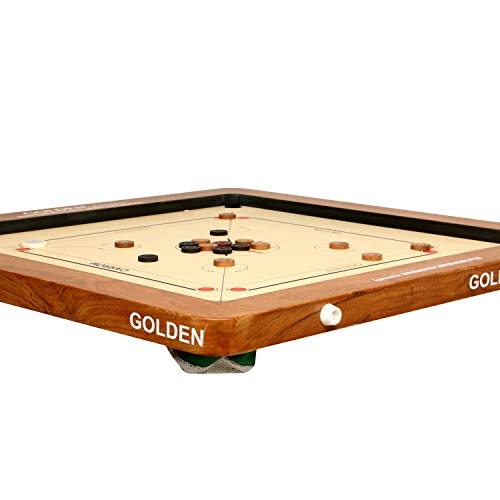 Golden Carrom Board - 12mm Champion with Coins Striker & Cover