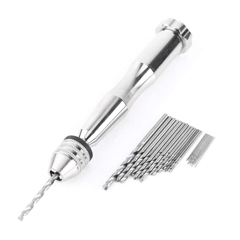 Jacksking Hand Drill - 0.3mm-3.6mm Silver 25 drill bits