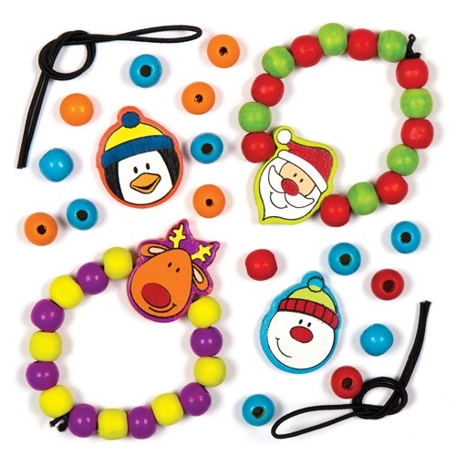 Christmas Wooden Bracelet Kits - Pack of 4 Assorted designs
