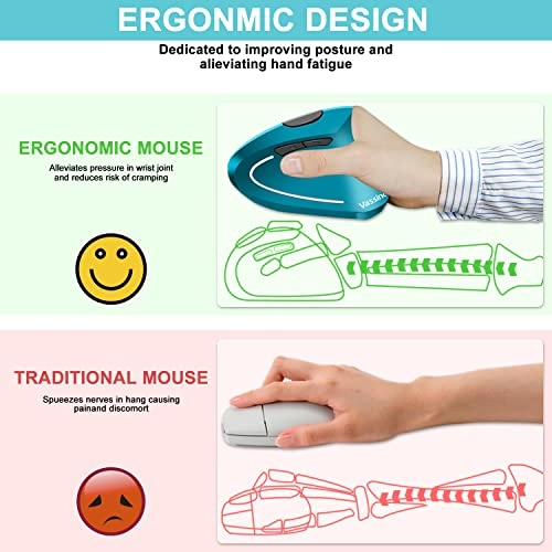 Ergonomic Vertical Wireless Optical Mouse - USB