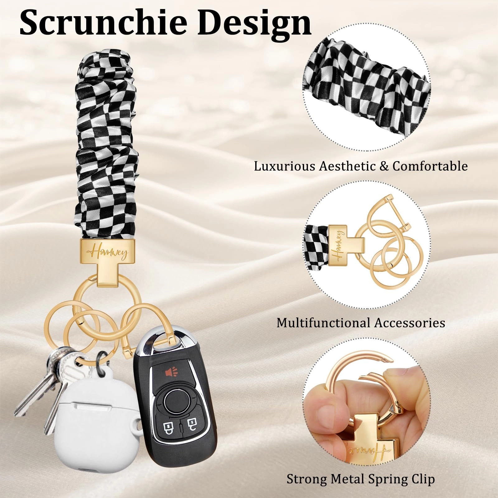 Stretchy Scrunchie Keychain Wristlet - Fun