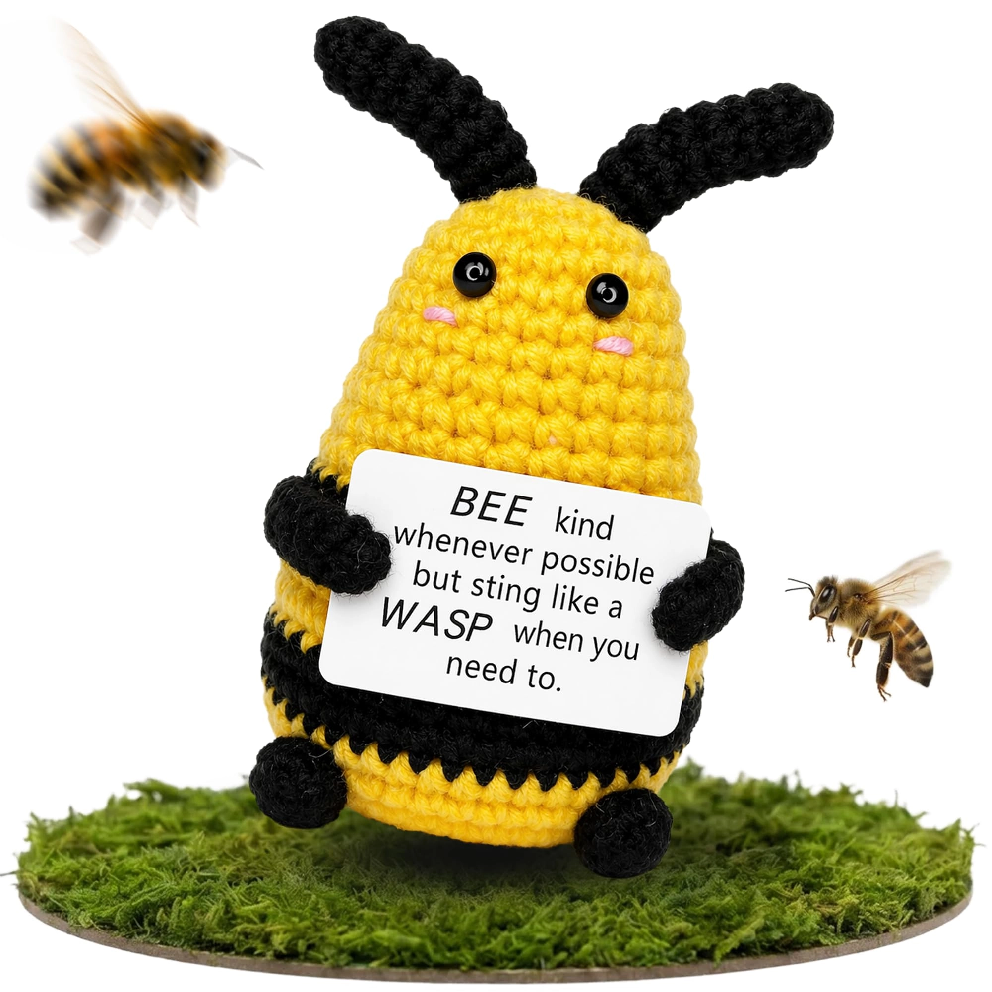 PICKLE BUDDIES Kind Wasp Bee Emotional Support Crochet 14 cm Decorative