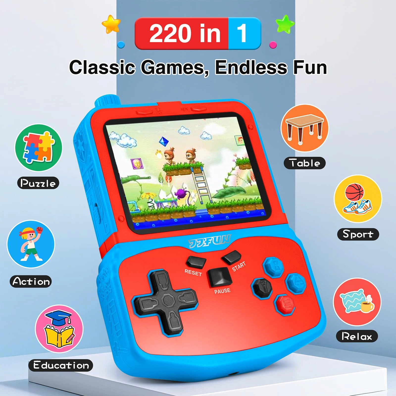 Portable Video Game Console - 220 Built-in Games 3.5'' IPS Screen