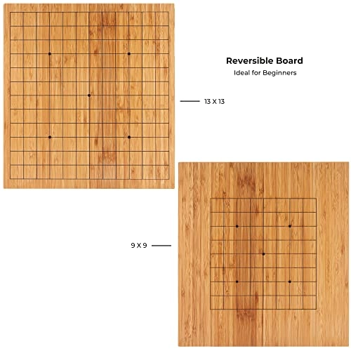 Go Set - Reversible Bamboo 13 x 13 / 9 x 9 Board Melamine Stones