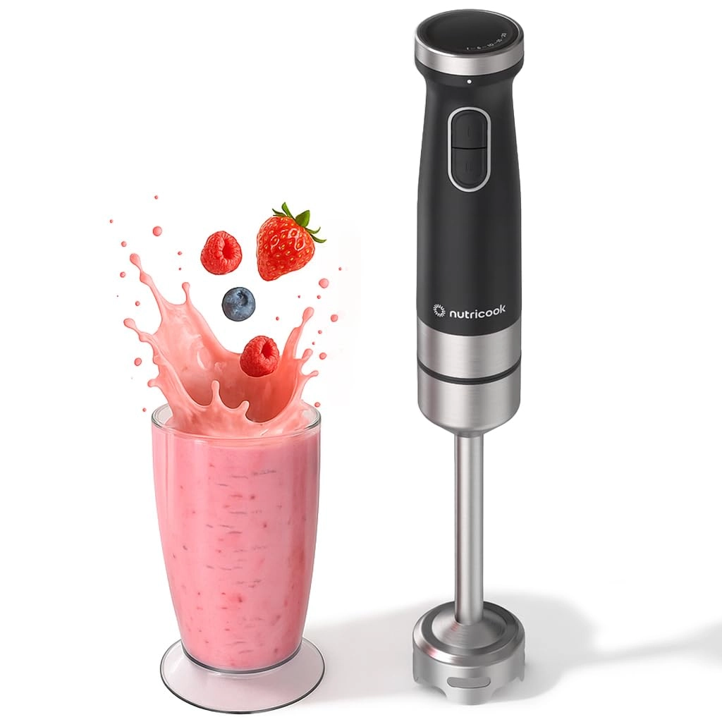 nutricook HB150ME - 20 Variable Speeds Ergonomic Grip Stainless Steel Shaft & Blade