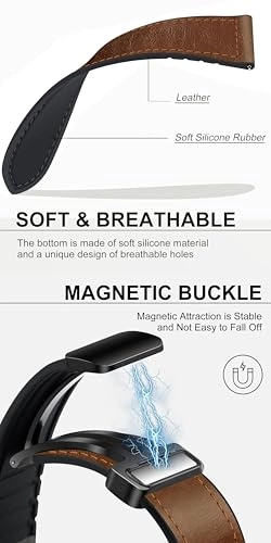 Watch Band Samsung Galaxy Watch 6 Classic 44mm & 47mm - Leather & Silicone Magnetic Brown 20mm