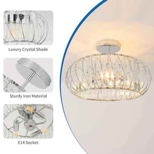 E27 Crystal Ceiling Lamp - 3 lights 36.5 cm