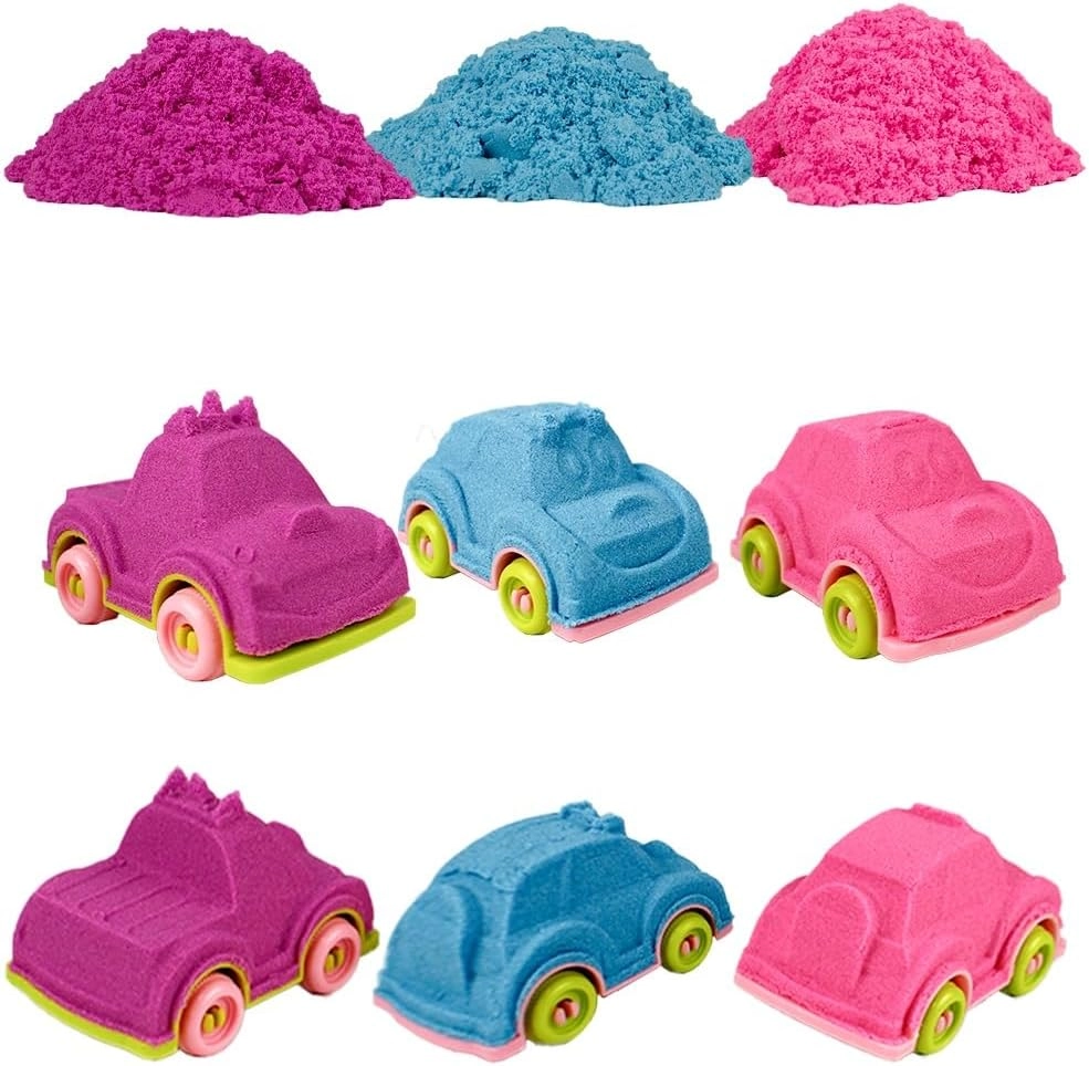 Magical & Moldable Play Sand Set - 3 colors 250g Super Cars