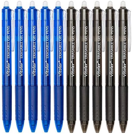 vitoler Retractable Erasable Gel Pens - 5 Blue5 Black 0. 7mm