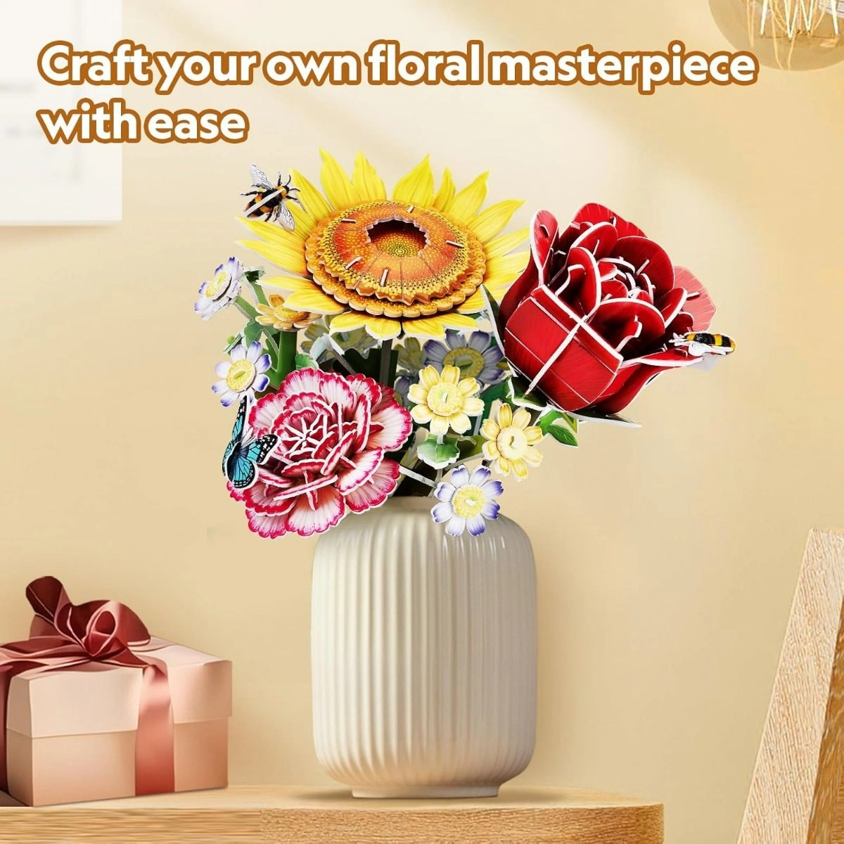Carnation Flower Bouquet 3D Puzzle (527-W3300H) - 134 pcs