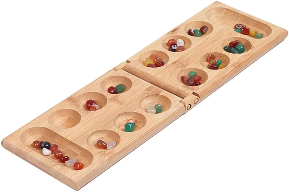 Mancala - Foldable Wooden 48 Colourful Stones