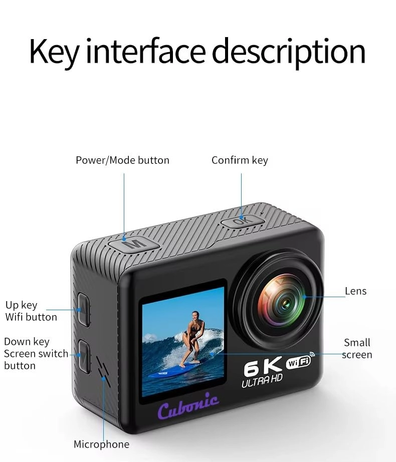 6K Dual Screen Action Camera - 6K 30FPS