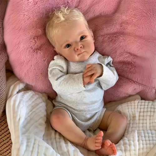 Reborn Baby Doll - 18 Inch Vinyl Girl Blonde Blue Eyes Ages 3+