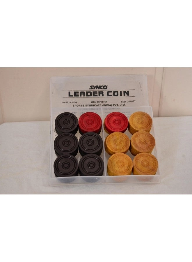 synco Premia - Carrom Coins Wooden Ashwood Box