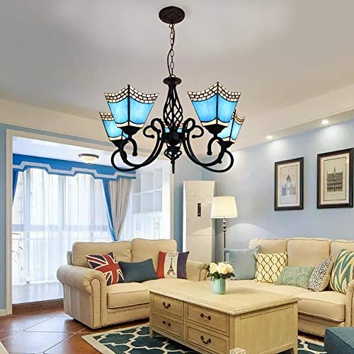 Tivani Chandelier - Blue tiffany 3 heads