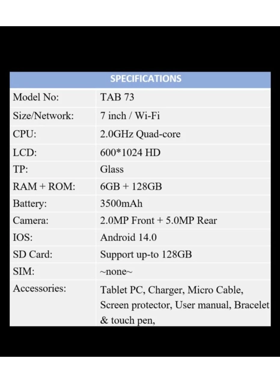 K6 Kids Tablet - 6GB 7 Inch 128GB