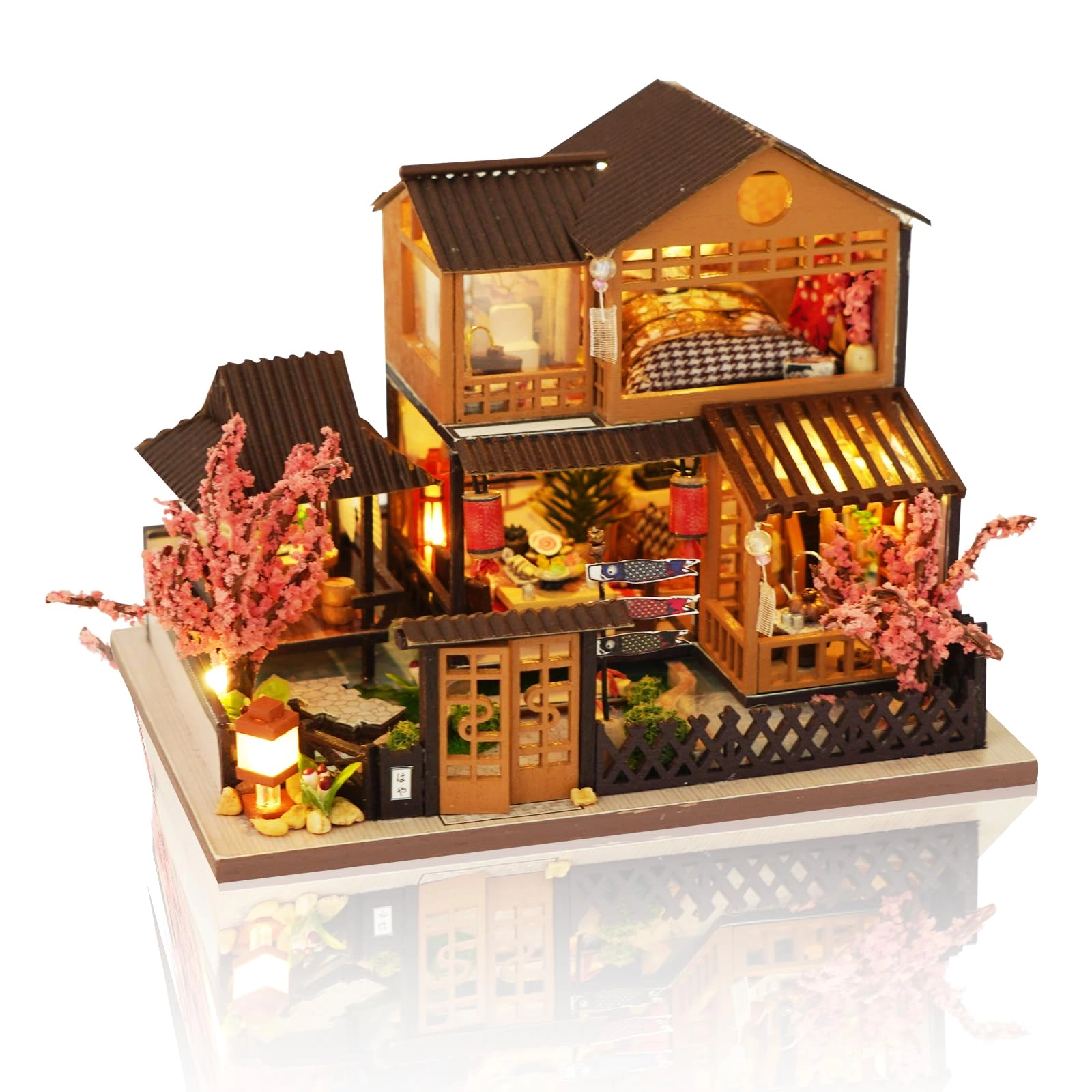 Cuteefun Miniature Dollhouse Kit - Cherry Blossom Courtyard 1:36
