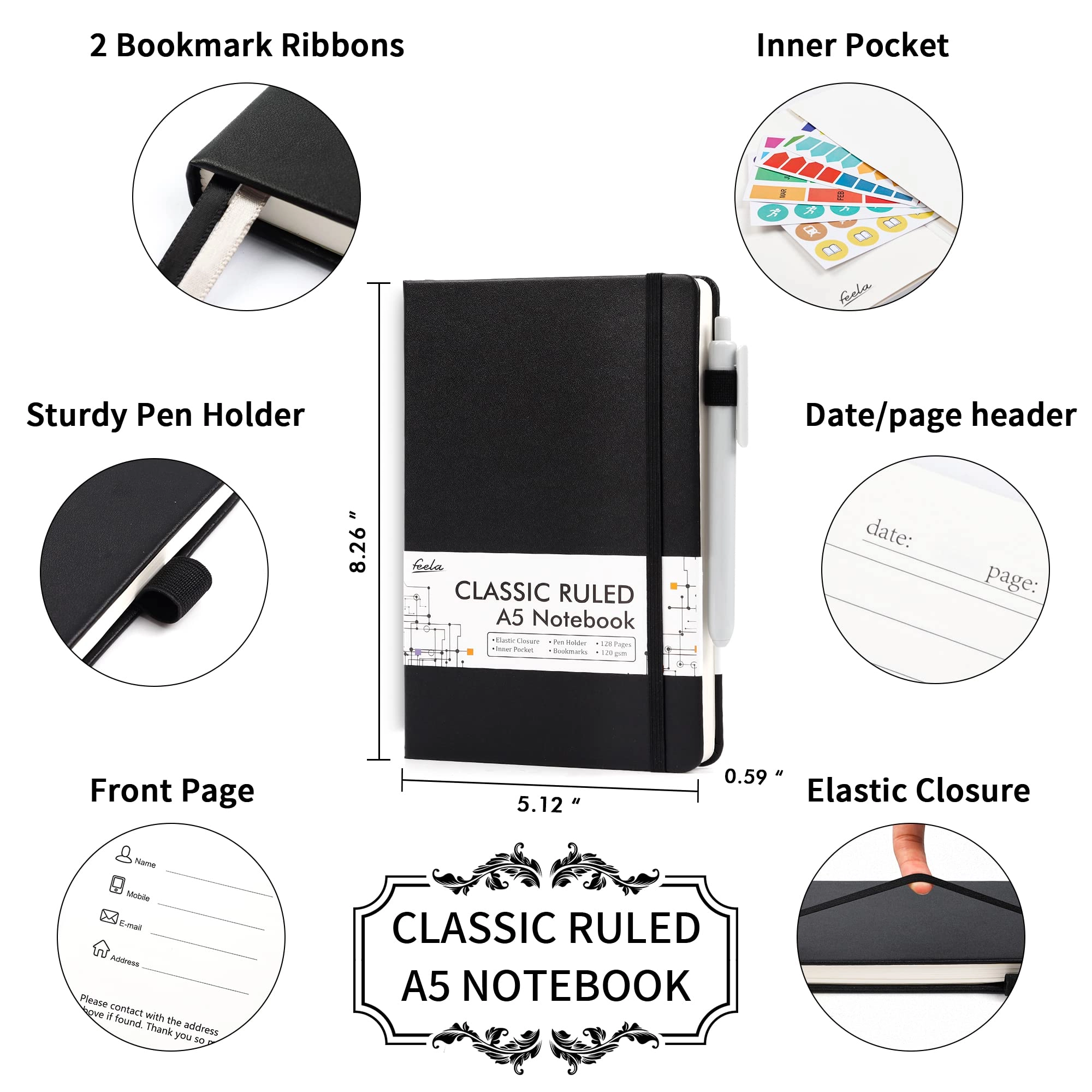 Journal Notebook A5 - Lined 64 Sheets