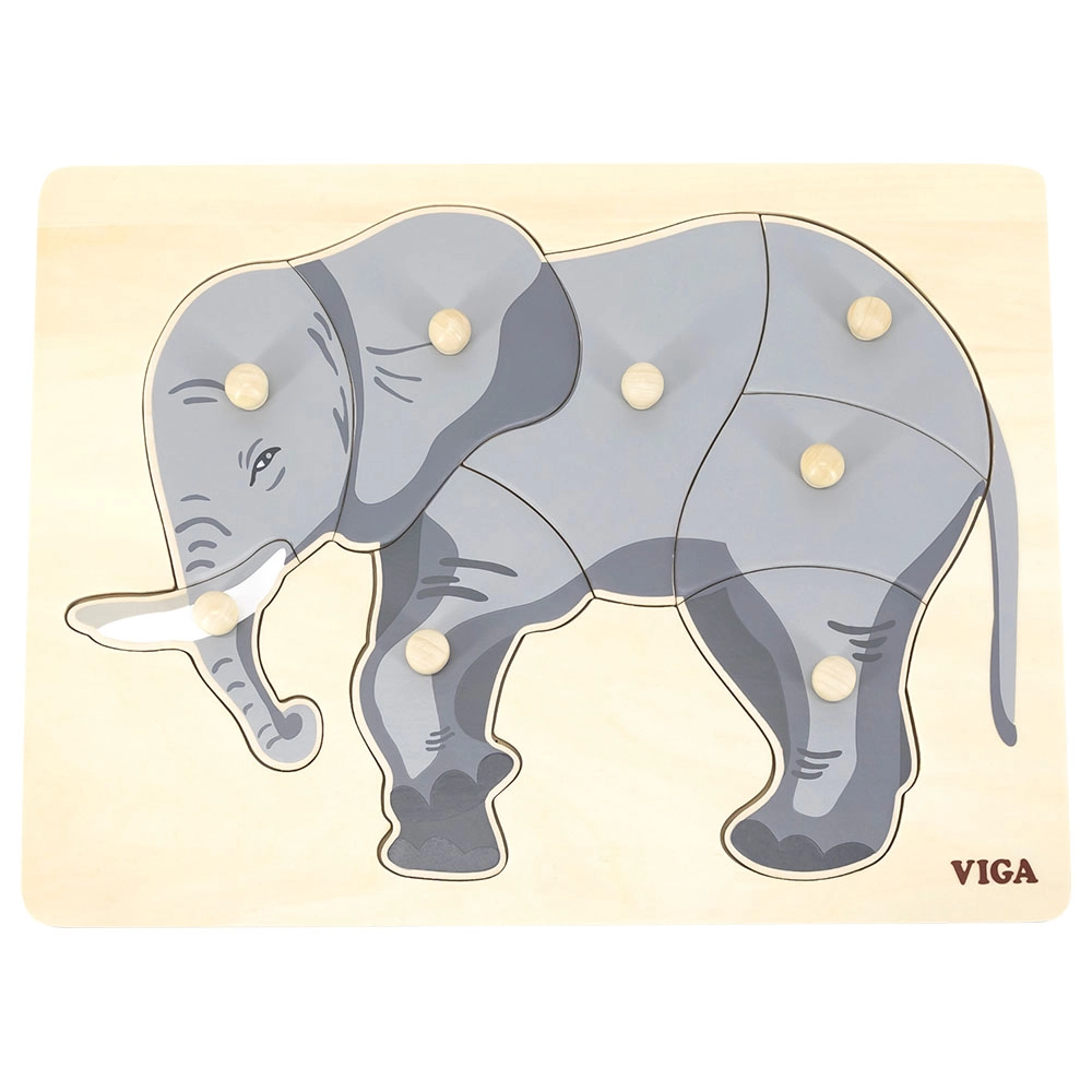 VIGA Wooden Puzzle Elephant - 3+ 9 pieces