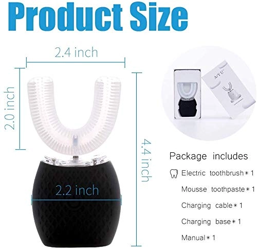 Ultrasonic U-Shaped Toothbrush - 360° Mouth Cleansing Black