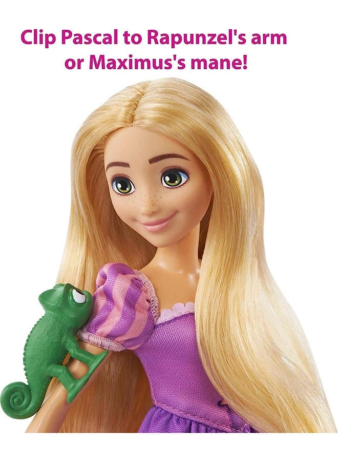 Rapunzel Doll - 6” / 15cm Tall Iconic Purple Dress + Maximus - Majestic Saddle Ages 3+