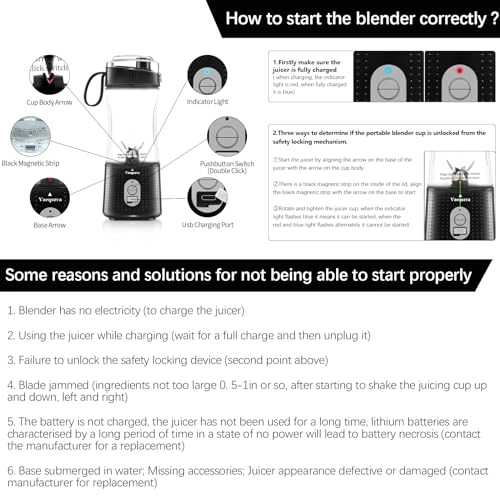 8S-11S - Portable USB Rechargeable Mini Blender