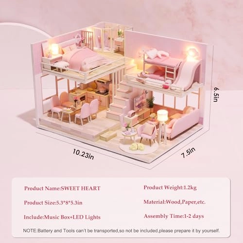 DIY Miniature Dollhouse Kit - Pink Sweetheart