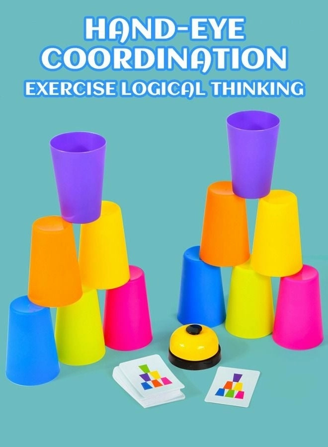 Cup Stacking - 12 cups 1 bell 50 question cards