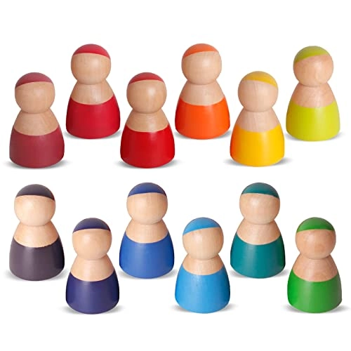 Rainbow Wood Peg Dolls - 3 years and up 12 pieces