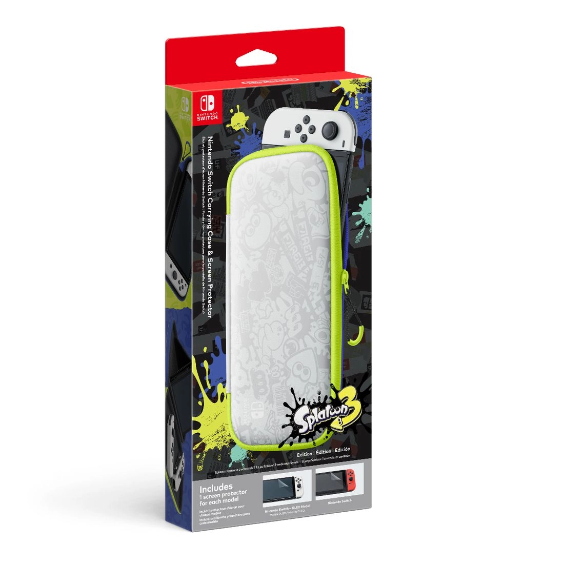 carrying case - Splatoon 3 Edition + screen protector - OLED Model + screen protector