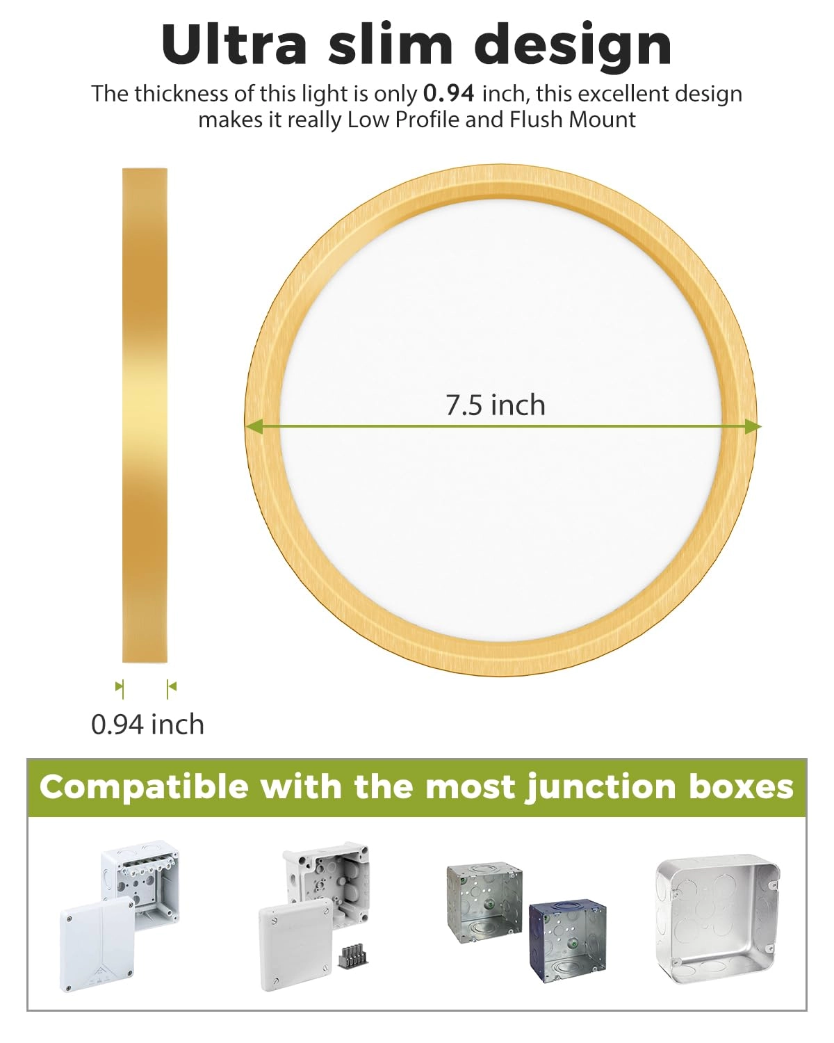 Flush Mount LED Ceiling Light - 3000K 4500K 6000K Dimmable
