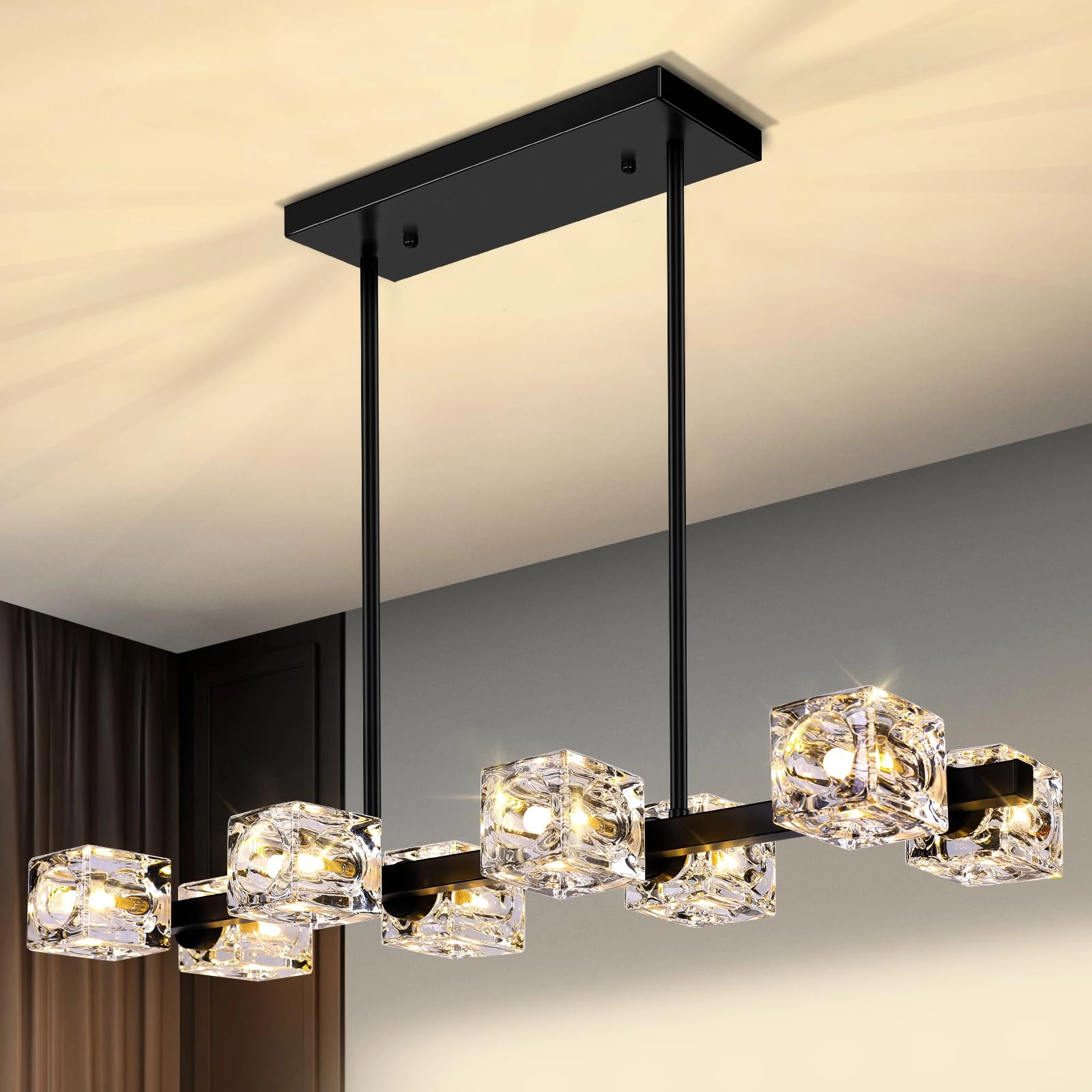 GoBright Modern Crystal Pendant Lights - 8-Light G9 Base