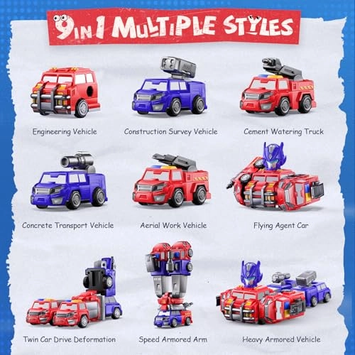 5 In 1 Magnetic Transform Fire Trucks - Red