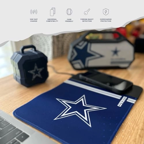 NFL Wireless Charging Mouse Pad - 22.86x9.91 cm
