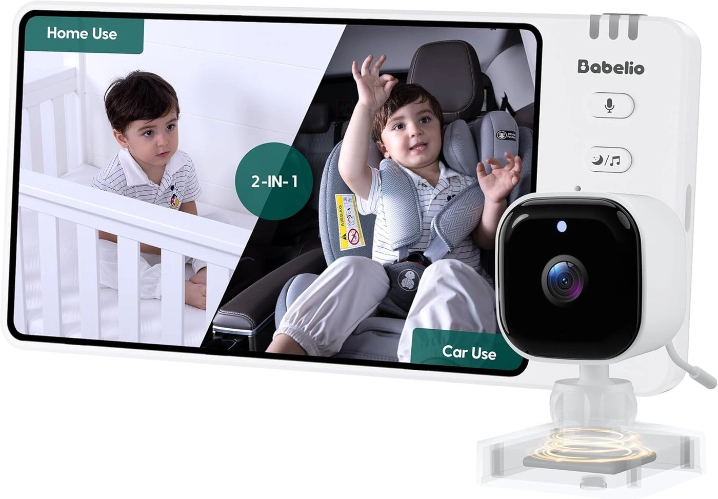 BABELIO Wireless Baby Car Camera - 8 H Battery 2in1 Night Vision