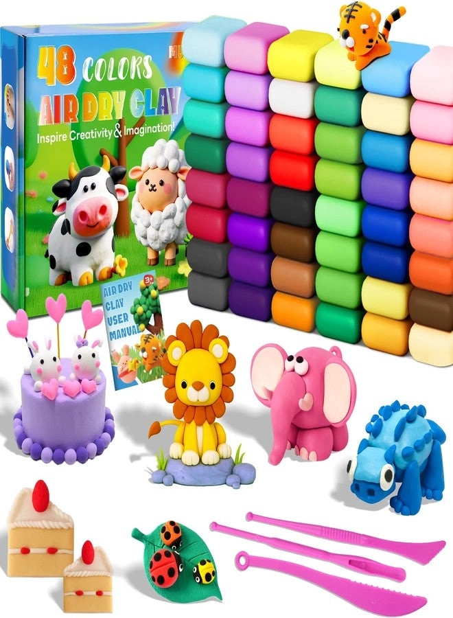 MuseLuxe Air Dry Clay - Modeling Clay Kit 3 Sculpting Tools 48pcs.