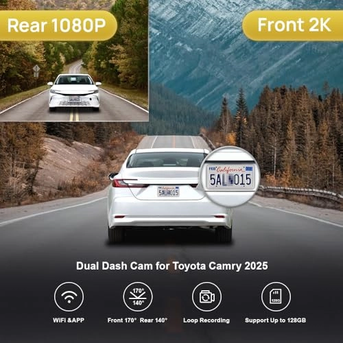 2K Dual Dash Cam - 1440P 1080P