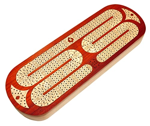 Continuous 4 Track Cribbage Board - Blood Wood Maple Wood