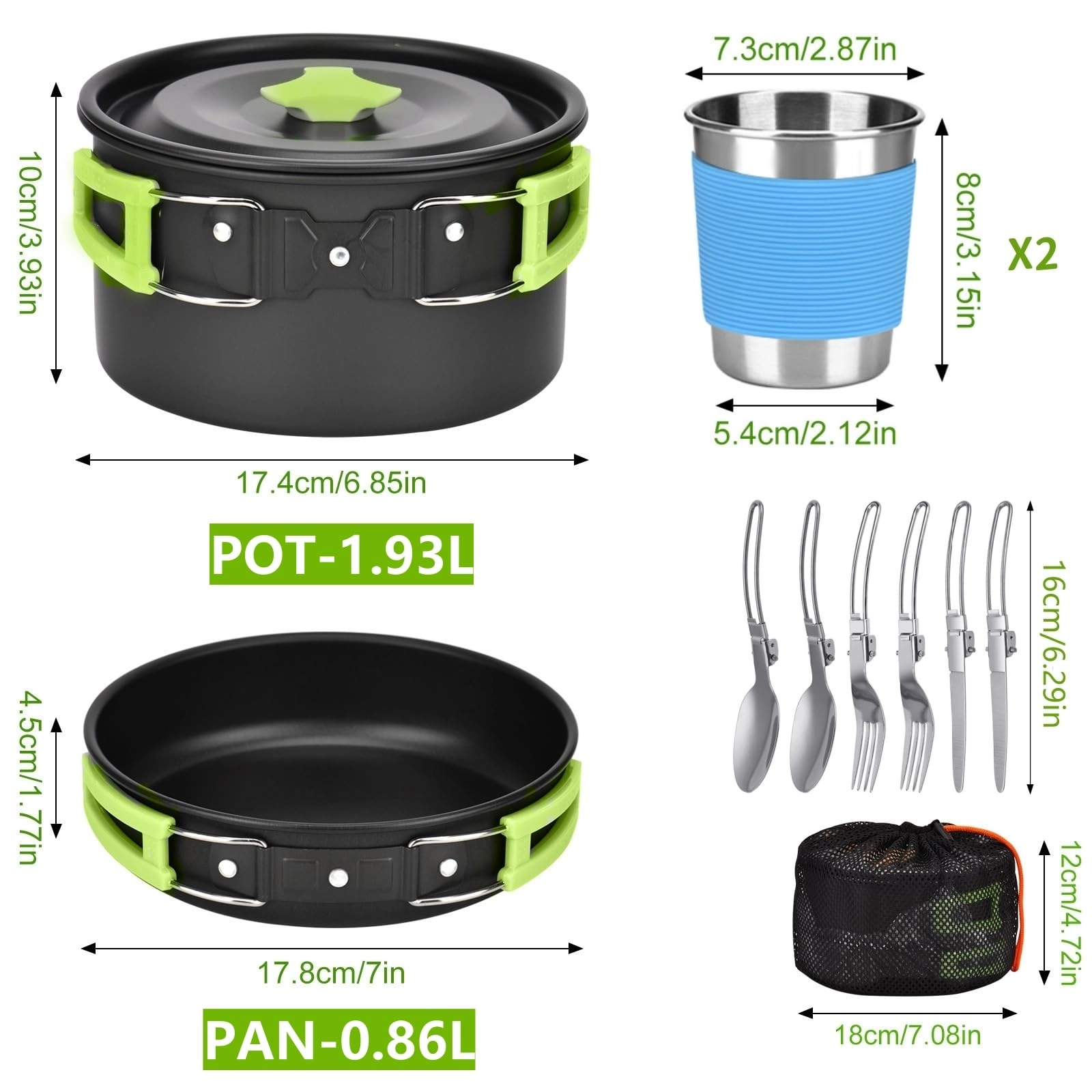Mess Kit - 15pcs 1.9L