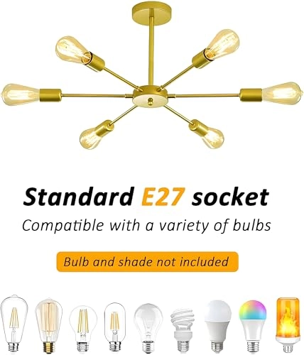 Industrial Chandelier - 6 E27 Gold 82 cm