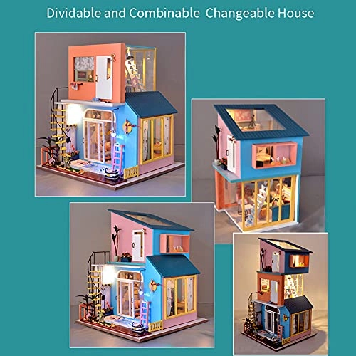 DIY Detachable and Combinable 3D Wooden Miniature Toy House Kit - 1:24