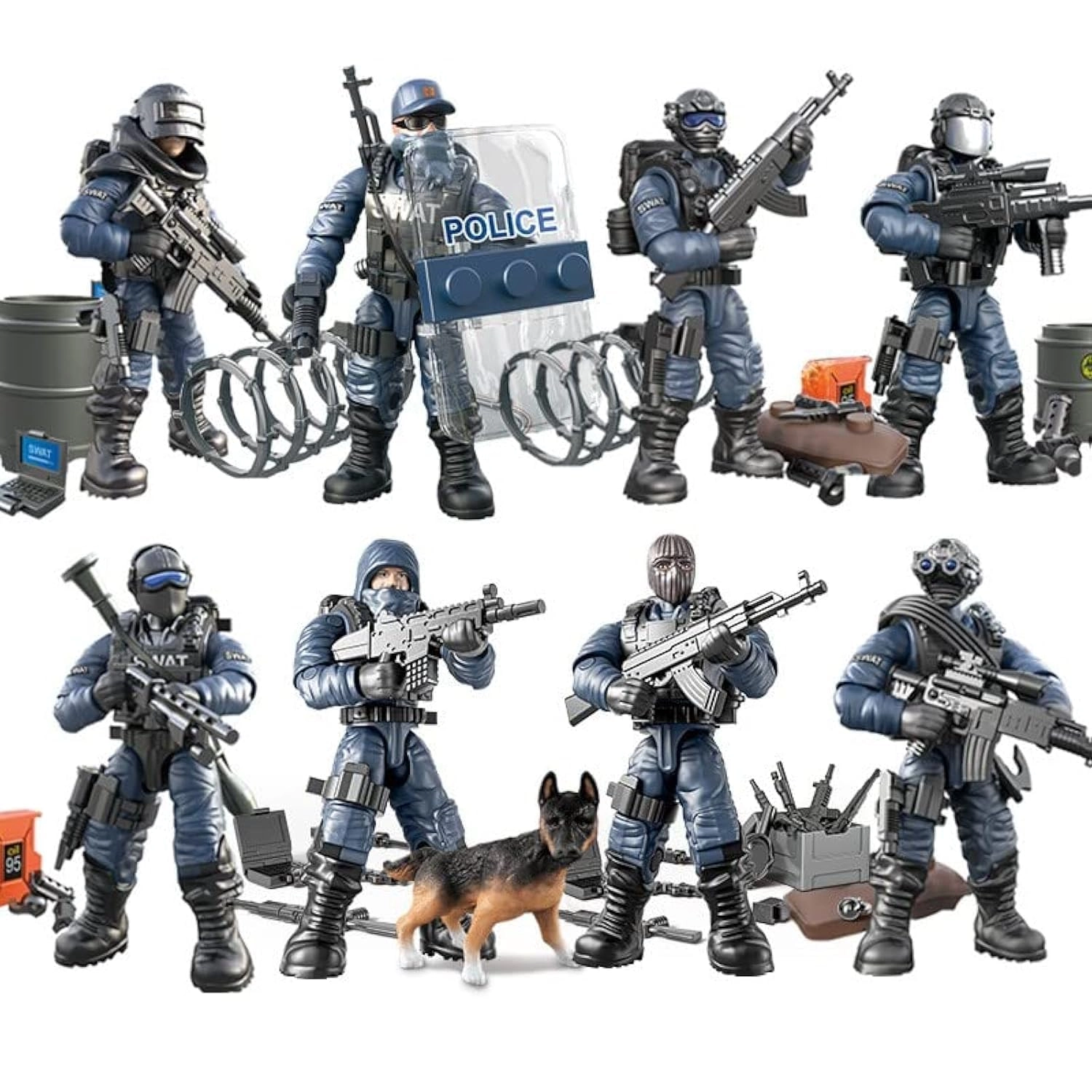 RAOPING XIANG JUN TOYS CO., LTD Light SWAT Team Action Figure - 6 yr Army Police Swat 8 pcs