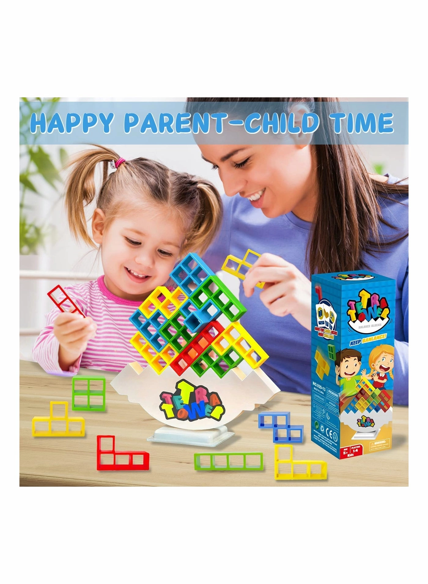 Tower Balance Game - 64Pcs 8 Shapes