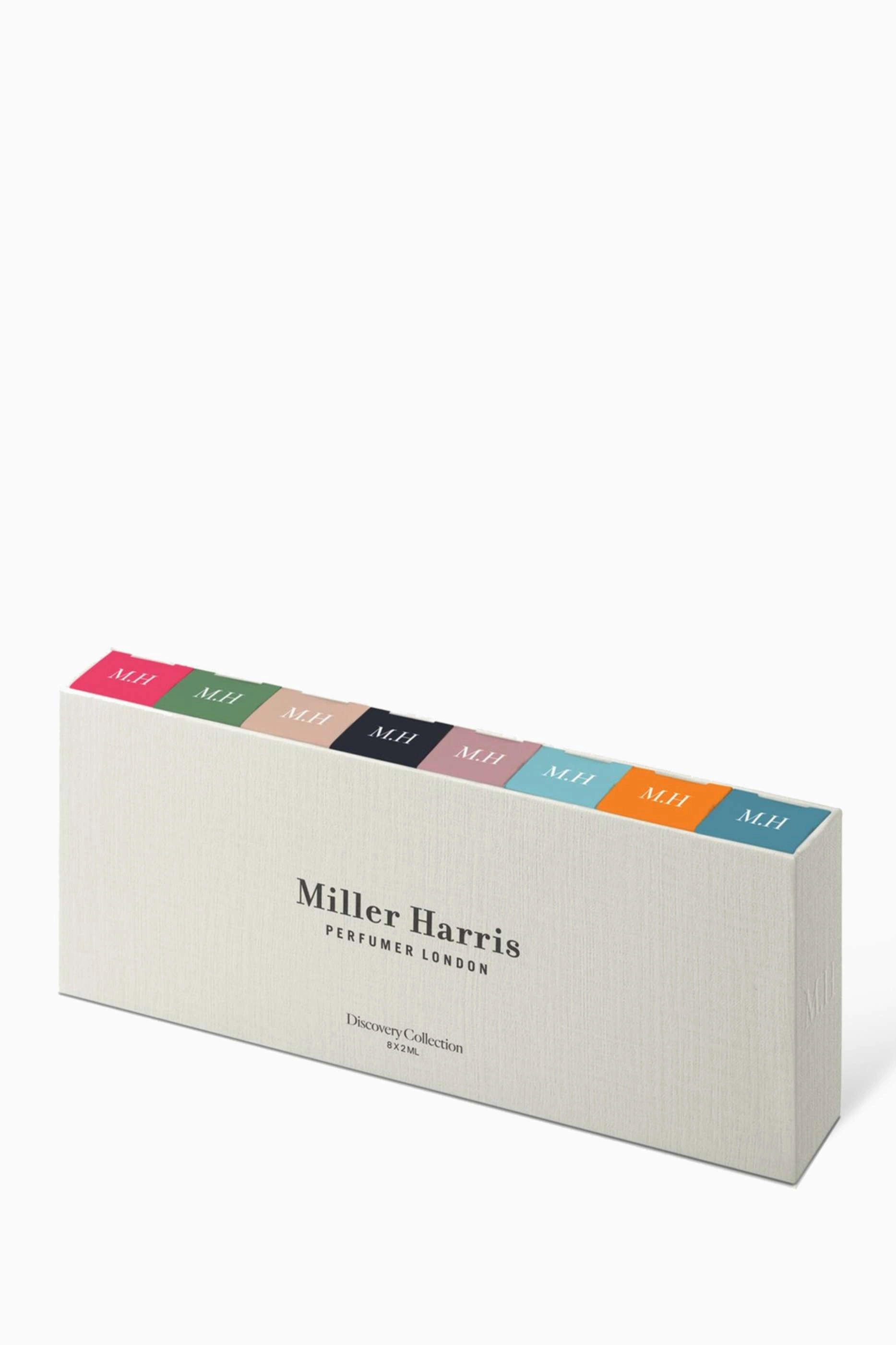 Miller Harris Tea Tonique Eau de Parfum 2ml + Soufflot Eau de Parfum 2ml + Peau Santal Eau de Parfum 2ml + Celadon Eau de Parfum 2ml + Hydra Figue Eau de Parfum 2ml + Rose Silence Eau de Parfum 2ml + Scherzo Eau de Parfum 2ml + Oud Éclat Eau de Parfum 2ml