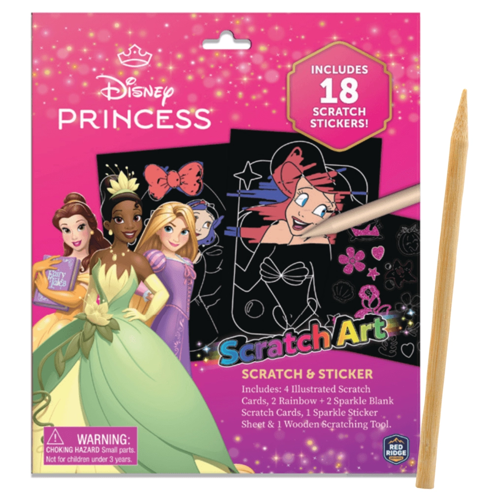 Disney Princess Scratch Scribble - 18pcs Child-Friendly Wooden Scratching Tool