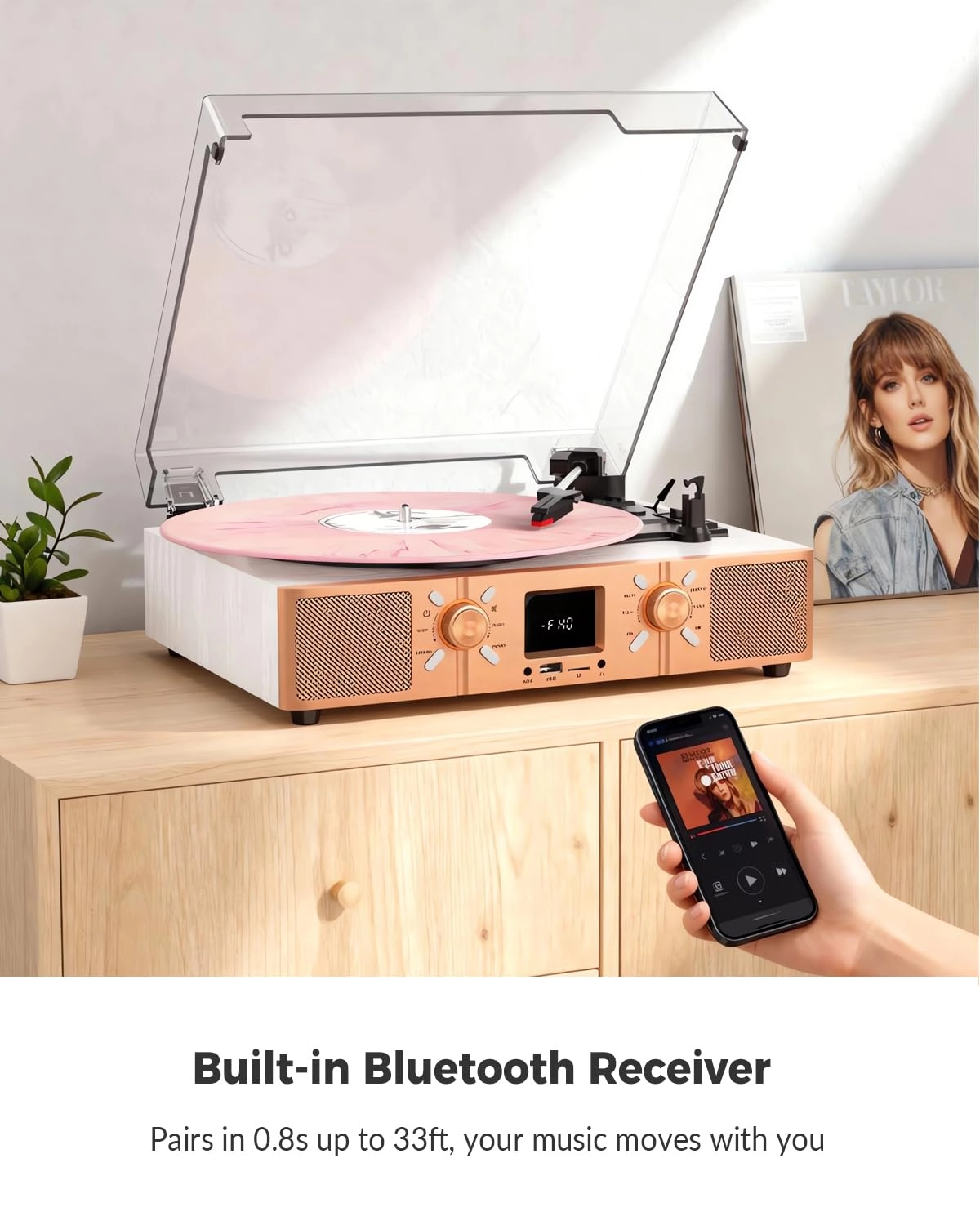 Vinyl Record Player - 3-Speed Belt-Driven