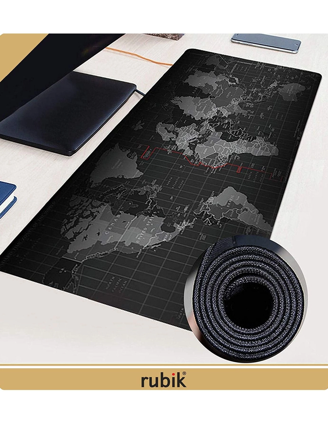 World Map XXL Rubber Gaming Mouse Pad - 90x40 cm