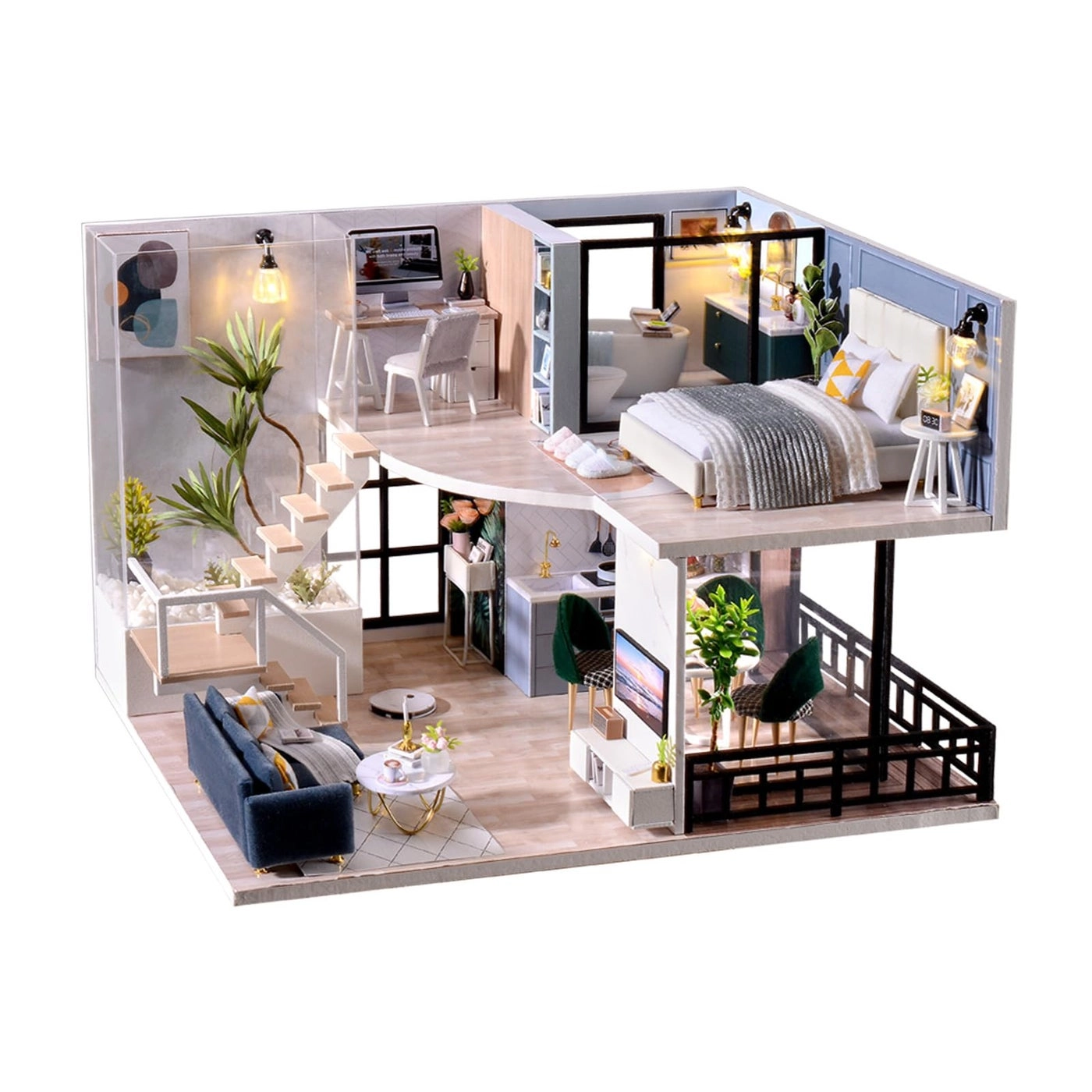 DIY Miniature Dollhouse Kit - 3D Wooden LED Light