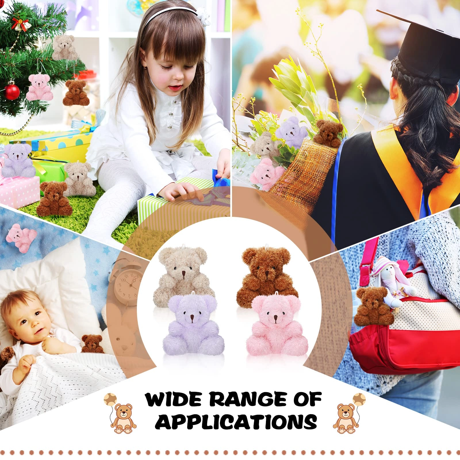 Bear 10 cm Plush - 24 Count Keychain